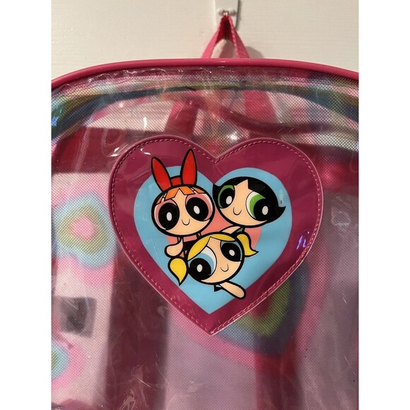 Powerpuff Girls Backpack Clear 2000 Cartoon Network Rainbow Graphics Rare Vtg - Picture 3 of 16